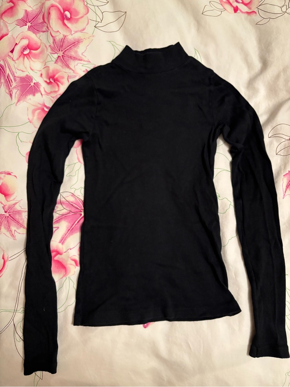 Black Long-Sleeve Mock Neck Women's Top